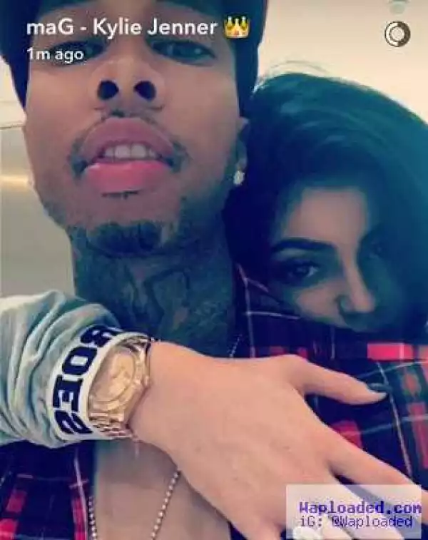 Kylie Jenner and Tyga in a loving embrace